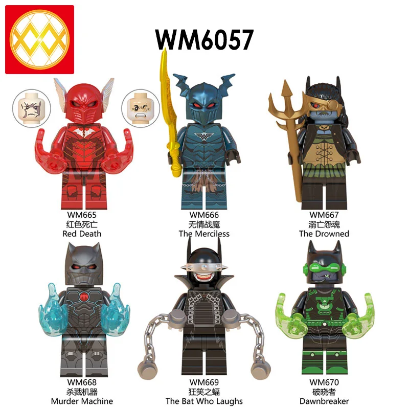 

WM6057 DC Comics Lantern The Merciless Drowned Red Death Batman Dawnbreaker Dark Evil Lantern Aquamn Flash Building Blocks Toys