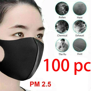 

Adult Dustproof Windproof Anti Haze Pollution Dust Mask Washable Reusable Black Mouth Mask Care 100 Pc