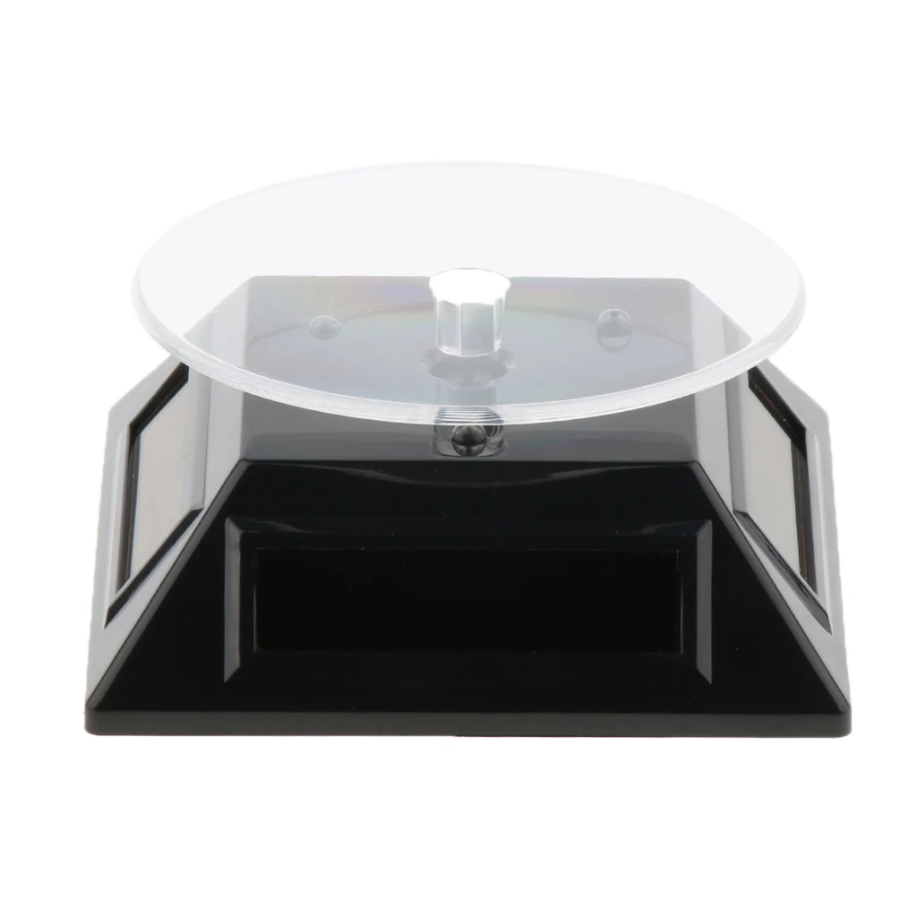 Solar Power Rotating Display Stand Turn Table Plate Jewellery Watches Black