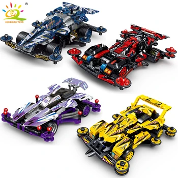 

HUIQIBAO Racing Pull Back Car Speed Champions Building Blocks Technic City Four Wheel Drive Vehicle Sport Cars Bricks Toys Child