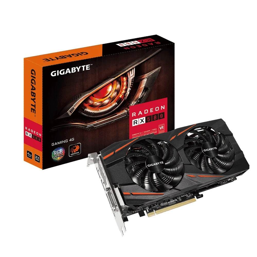 Видеокарта Gigabyte PCI-E GV-RX580GAMING-4GD AMD RX580 4096Mb 256b GDDR5 1340/7000 DVIx1/HDMIx1/DPx3