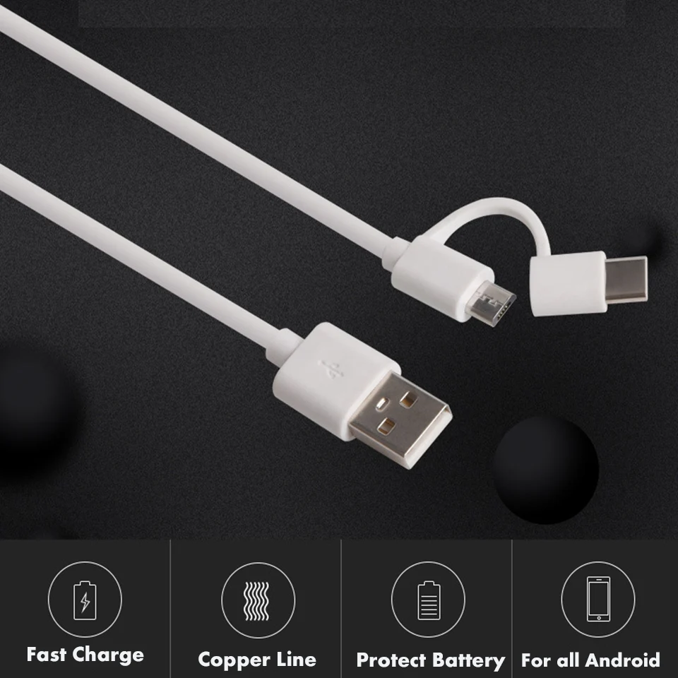 2 в 1 Micro Usb кабель Usb type C для samsung Xiaomi Nokia huawei LG Redmi Быстрая зарядка type-c зарядное устройство для телефона Android usb-c