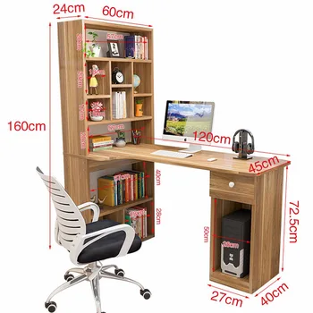 

High quality office bookshelf computer desk combination office desk home student study table set bookshelf computer rack