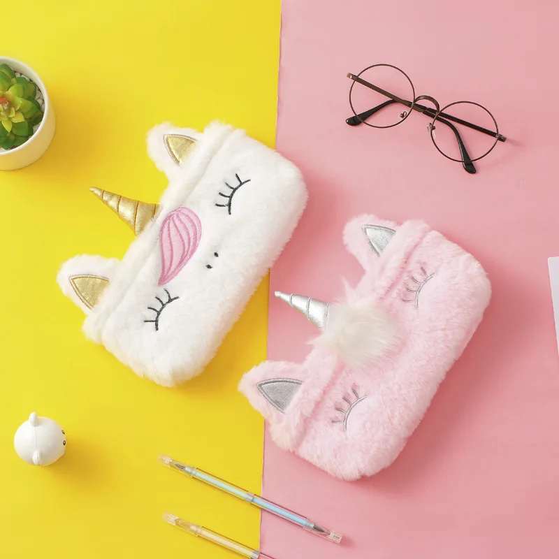 Плюшевый чехол карандаш с единорогом estojo escolar Kawaii estuche trousse scolaire stylo piornik szkolny pencil box