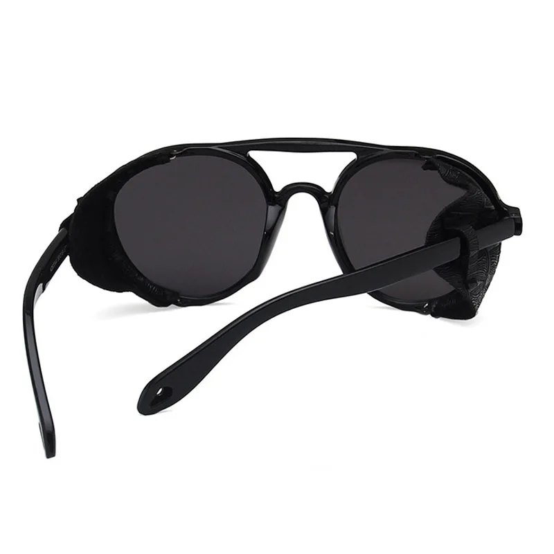 Модные круглые солнцезащитные очки в стиле стимпанк, Мужские Винтажные Солнцезащитные очки в стиле панк, мужские ретро кожаные очки унисекс, крутые черные очки