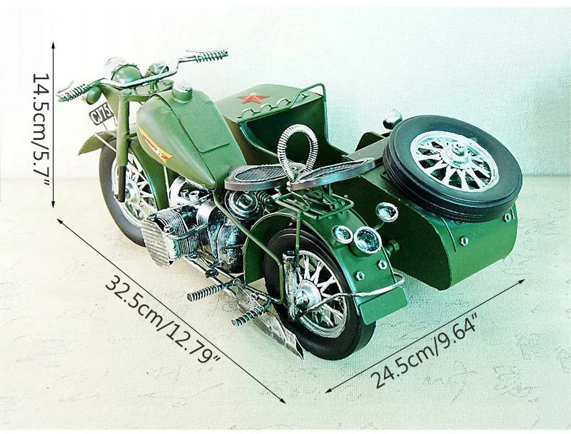 Strongwell Американский Ретро Железный трехколесный мотоцикл статуя металлическая военная модель автомобиля украшения дома подарок на день рождения ребенка