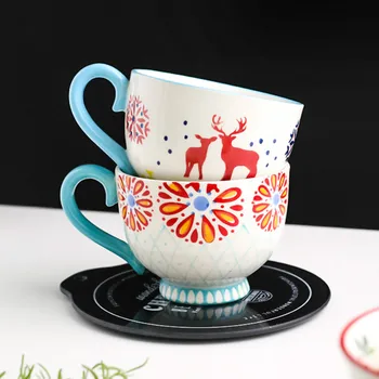 

Modern Ceramic Breakfast Cup with Handle Home Coffee Christmas Kids Handmade Mug Creative Child Coffee Cup Christmas Gift MM50MK