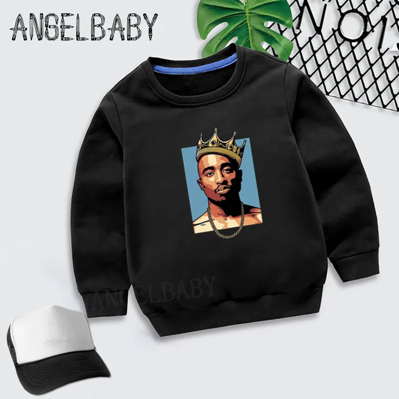 Дети Тупак 2pac Хип-хоп Swag толстовки с принтом детские осенние Топы Детская одежда из хлопка свитер для мальчиков и девочек KYT287 - Color: 287E-Black