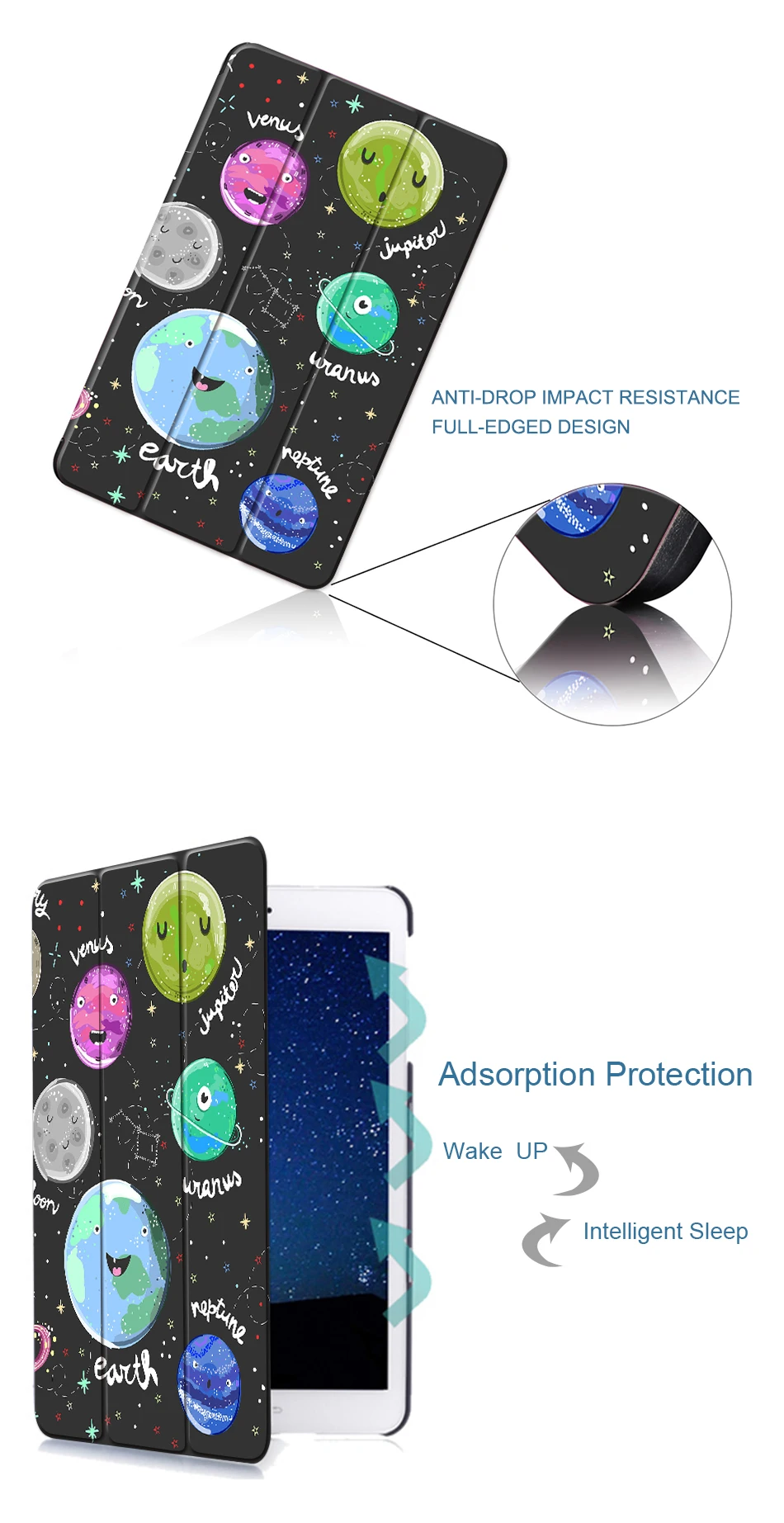 MTT чехол из искусственной кожи для samsung Galaxy Tab A, 10,1 дюймов, SM-T580, T585, Funda, мультяшная планета, откидная подставка, умный чехол, чехол для планшета