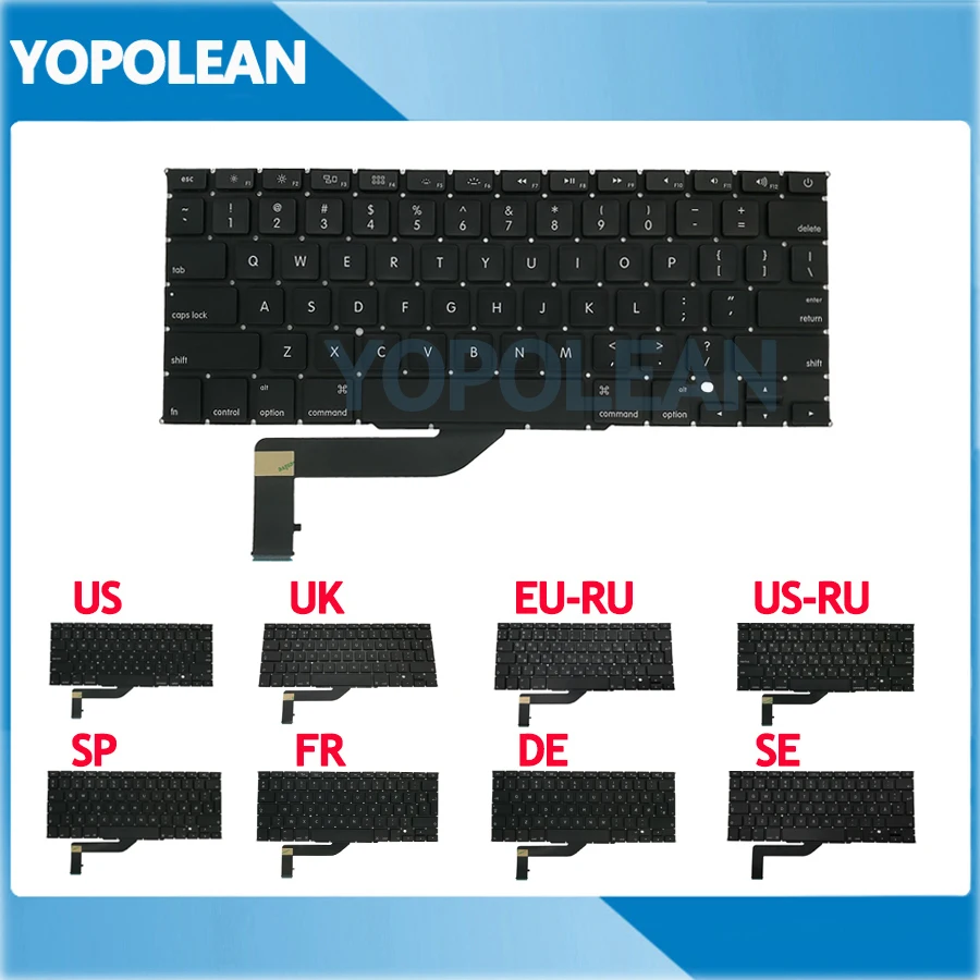 Best Buy New US UK Russian Spain French German Sweden Replacement Keyboard For Macbook Pro Retina 4000596138443