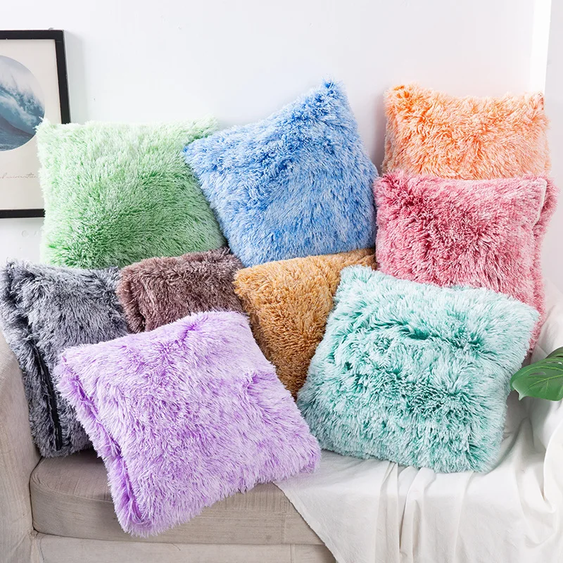 Soft Fur Plush Shaggy Cushion Cover Pillow Case Home Decor Pillow Covers Living Room Sofa Decorative Fluffy Cushion Cover 43x43