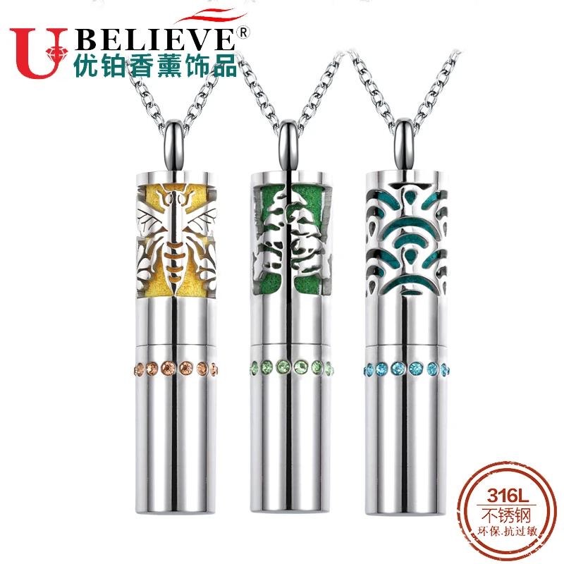 Round Locket Essential Oil Pendant Necklace 316l Stainless Steel