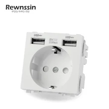 

Rewnssin DIY Free Combination EU Standard Power Socket White/Black/Silver/Golden Module Part Double Charging USB Ports EU Outlet