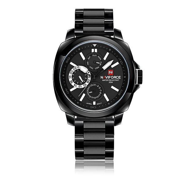 NAVIFORCE Мужские кварцевые часы лучший бренд военные спортивные часы мужские водонепроницаемые часы из нержавеющей стали с календарем Relogio Masculino - Цвет: BlackWhiteNoBox