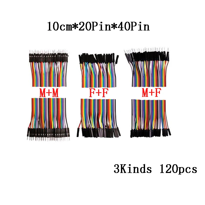 

Dupont Line 120pcs 10CM Male to Male + Female to Male + Female to Female Dupont Jumper Wire Dupont Cable for arduino diy kit