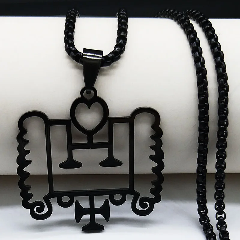 Vapula Naphula, черное ожерелье из нержавеющей стали, женское/Мужское, Sigil Goetia, подвеска, демон, сатана, сатанин, Sigil, булавка, ювелирные изделия