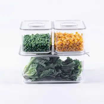 

Plastic Refrigerator Freezer Storage Bin Vegetable And Fruit Drain Storage Box Double Layer Sealed Kitchen Organizer 20E