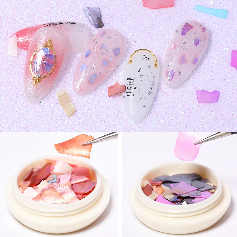 

1 Box Seashell Nails Accessories Holographic Slices Irregular Paillette Nails Design Nail Sequins DIY 3D Nail Art Decorations