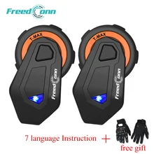 2 шт FreedConn T-Max мотоциклетный шлем Bluetooth Интерком 6 райдеров гарнитура с fm-радио Moto Intercomunicador Bluetooth 4,1