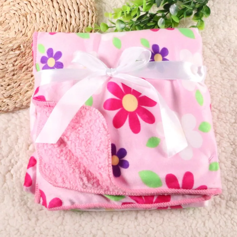 flower Новые детские одеяла, уплотненные, двухслойные, коралловый флис, пеленка для младенцев, bebe, конверт, обертка для новорожденных, детское постельное белье, одеяло - Цвет: flower