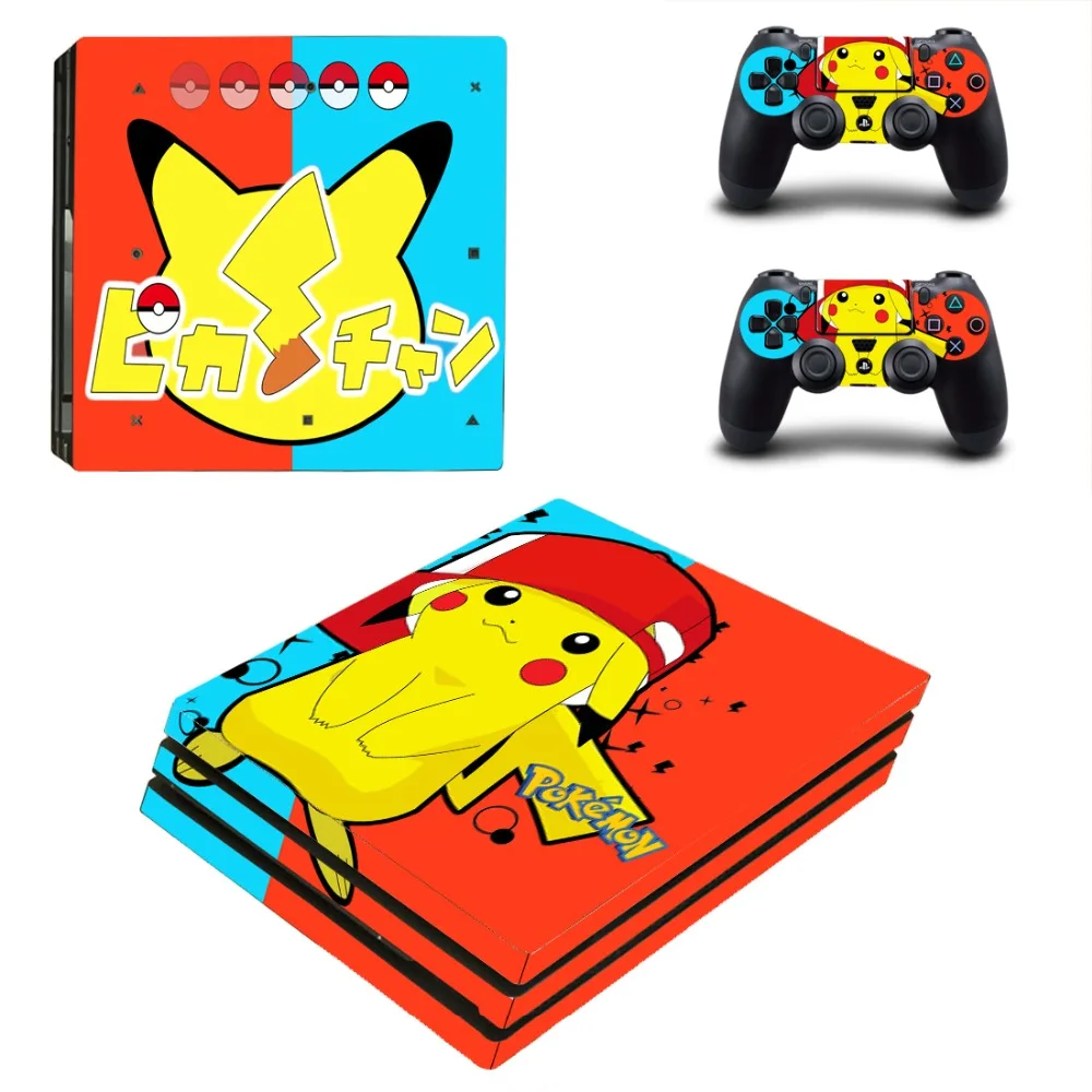 Pokemon Go Пикачу PS4 Pro наклейка для кожи виниловая наклейка для консоли Playstation 4 и 2 контроллера PS4 Pro наклейка для кожи