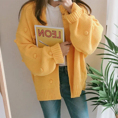 yellow Neploe женский вязанный кардиган для волос осень-зима женский свитер открытый стежок рукав «летучая мышь» Трикотаж корейский Повседневный Femme Топы 54764 - Цвет: yellow