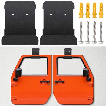 

Door Hanger Removable Wall-Mounted Door Storage Rack Bracket for All Jeep Wrangler CJ YJ TJ LJ JK JKU and 2018 2019 JL JLU (2 Pc