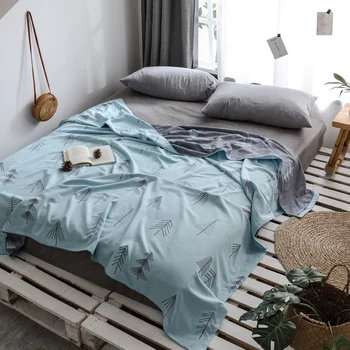 

cartoon print muslin Bed blanket Nordic Bedspread on the bed 100% cotton decorative bed cover sofa cover for home hotel