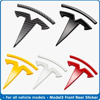 

Front Logo Accessories For Tesla model 3 Carbon Fiber ABS Model3 Car Front Rear Sticker Automobile logo decoration Accessories