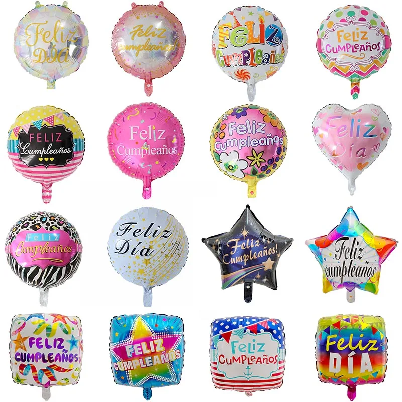 10 pçs 18 polegada forma redonda feliz cumpleanos espanhol feliz feliz aniversário decoração da festa de aniversário mylar folha balões de hélio globos bolas de ar|Balões e acessórios| -