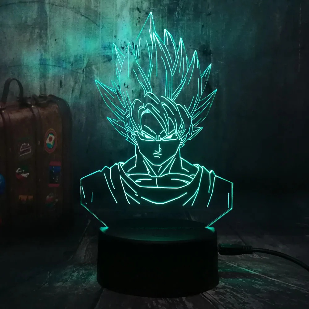3D лампа Dragon Ball Z Goku рисунок ночной Светильник для спальни изменение цвета детская настольная лампа 3d светодиодный Ночной светильник подарок для детей