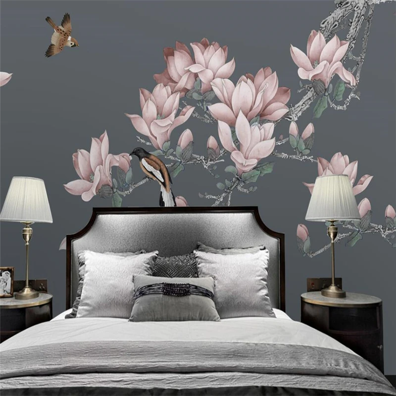 

beibehang Custom Magnolia bird wallpapers for living room decor TV background photo wall paper home decor 3D mural wall stickers