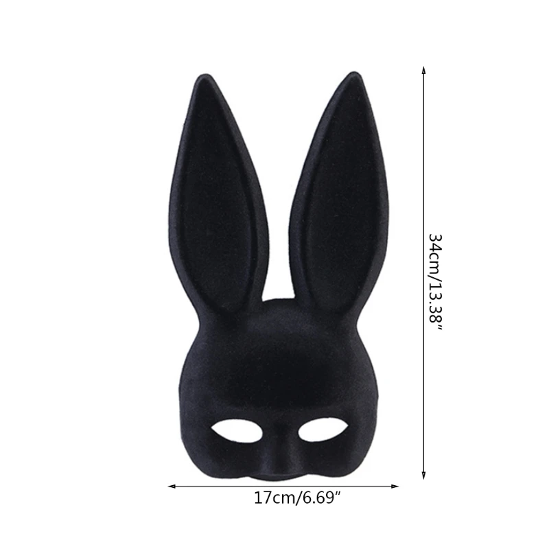 Cute Black Bunny Long Ear Rabbit Half Face Mask for Children Performance Birthday Halloween Party Costume Supplies F3MD