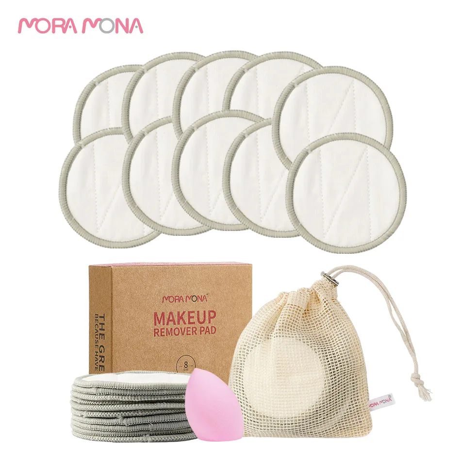Мора Мона многоразовая бамбуковая хлопковая Подушечка Для Снятия Макияжа