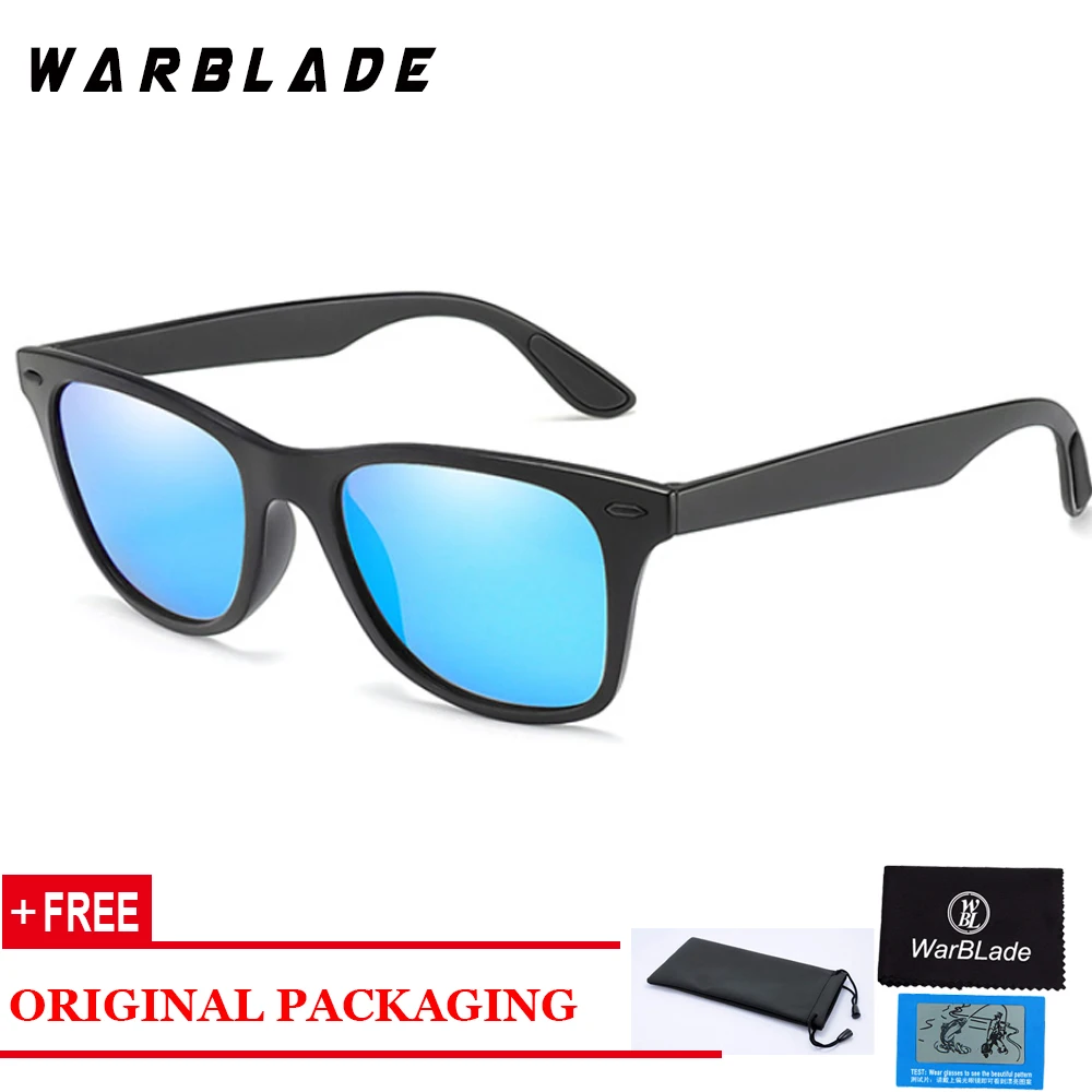 WarBLade новые модные мужские Поляризованные женские очки для вождения зеркала покрытие Квадратные Солнцезащитные очки мужские оттенки лучи - Цвет линз: black blue