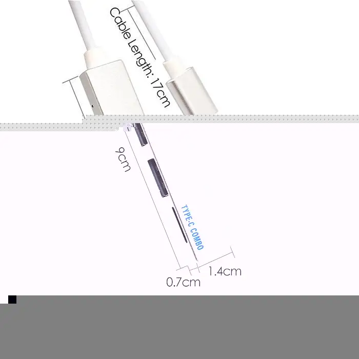Type-C до 3 портов USB концентратор OTG адаптер USB3.1 SD 17 см/6,7 дюйма кардридер серебристый, серый