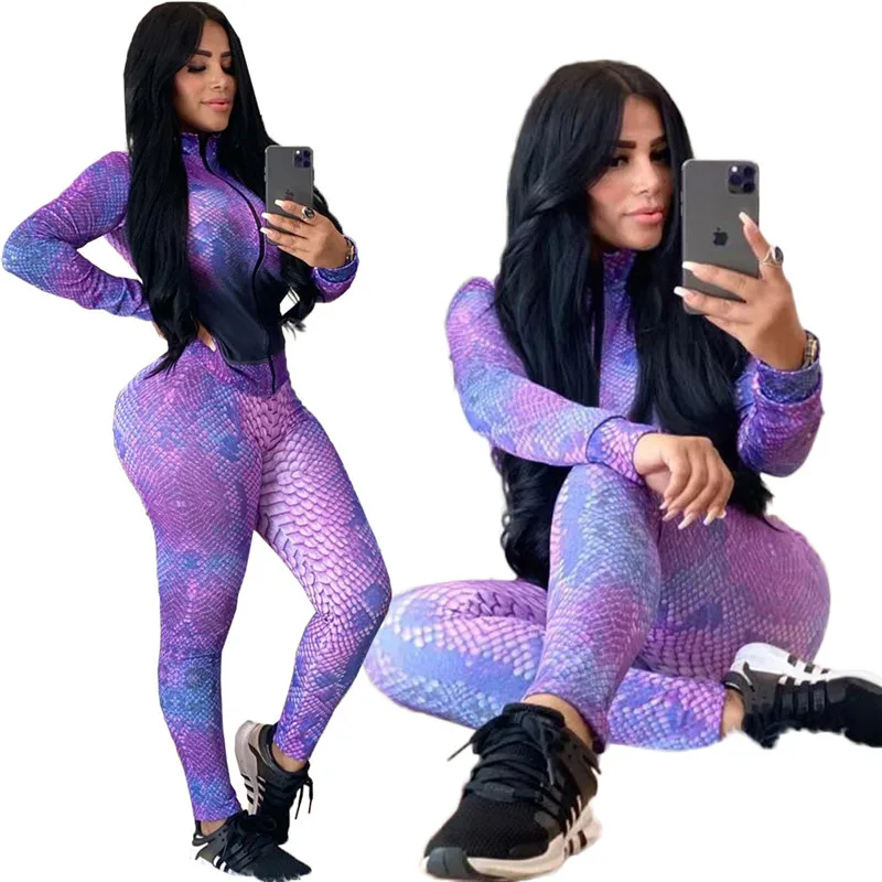 Новинка 2020 зимний женский комплект куртка на молнии топ штаны костюм змеиный