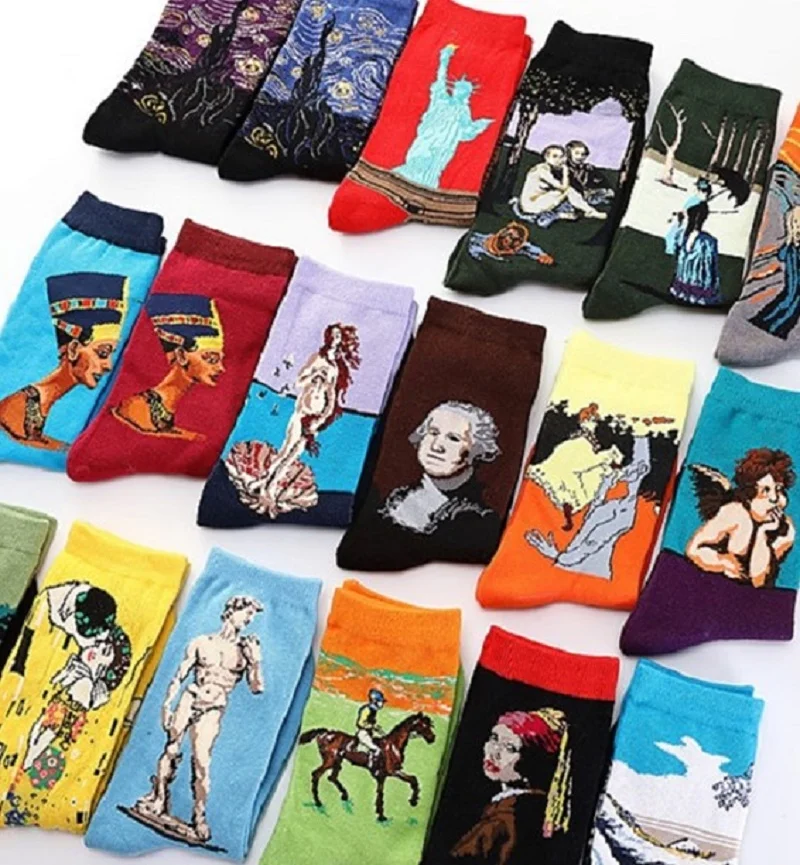 

Women Socks Long Socks World famous oil painting Mona Lisa cotton High Quality Warmth