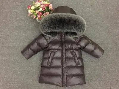 Утепленные парки с натуральным енотовым мехом для мальчиков и девочек на температуру до-30 градусов, для русской зимы длинное пуховое пальто 90, куртка пальто, одежда для маленьких детей - Цвет: color 11  fox fur