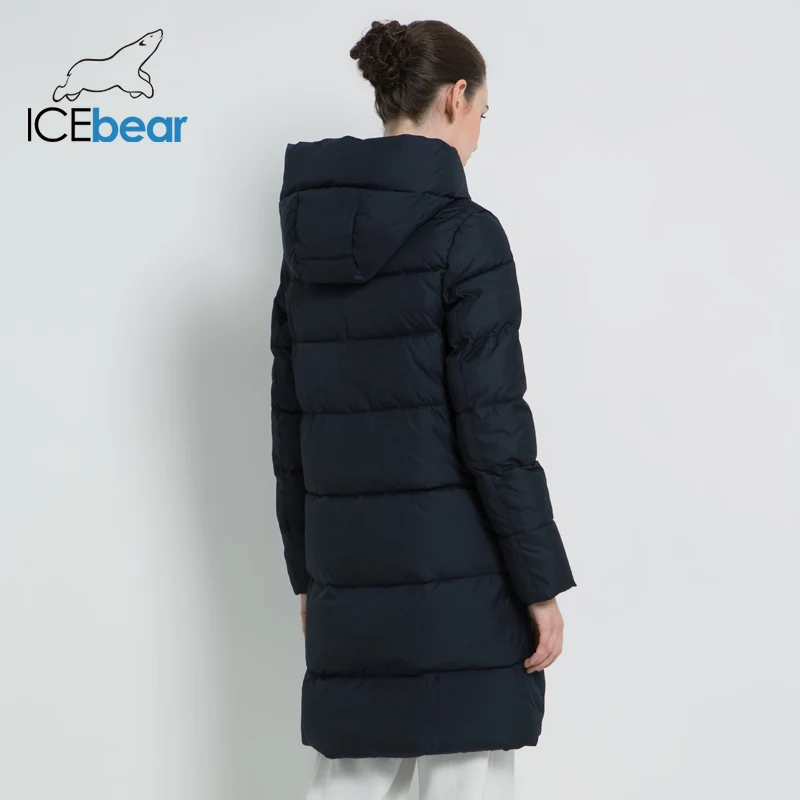 ICEbear Новая зимняя женская куртка высокого качества Женская куртка с капюшоном Женская марка одежды Элегантная качественная облегающая куртка теплая куртка GWD18209I