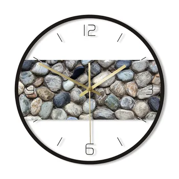 

Minimalism Grey River Rocks Stone Printed Wall Art Modern Wall Clock Coastal Beach Home Decor Silent Sweep Pebble Wall Watch