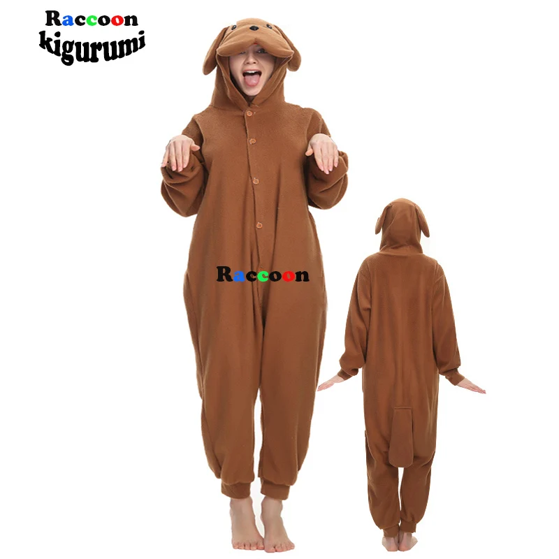 Brown Teddy Dog Kigurumi Women Animal Jumpsuit Comfortable Men Home Pajama Party Costume Anime Cosplay Onesie Birthday Gift