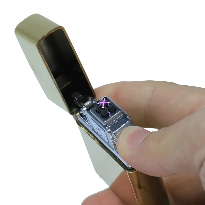 Крестовая двухдуговая плазменная Зажигалка Usb ветрозащитные, импульсные металлические электронные зажигалки
