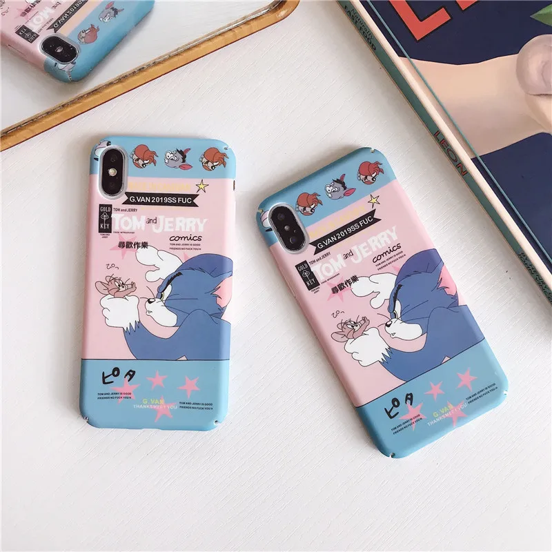 Чехол для телефона с мультяшным котом и мышкой для iPhone 11 Pro X XS 8 7 6 6S Plus XR XSmax PC твердый матовый защитный чехол-накладка