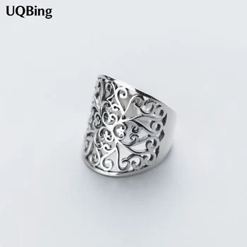 

Thai Silver Wide Hollow Flower Pattern Finger Rings For Women Jewelry Gifts Wholesale