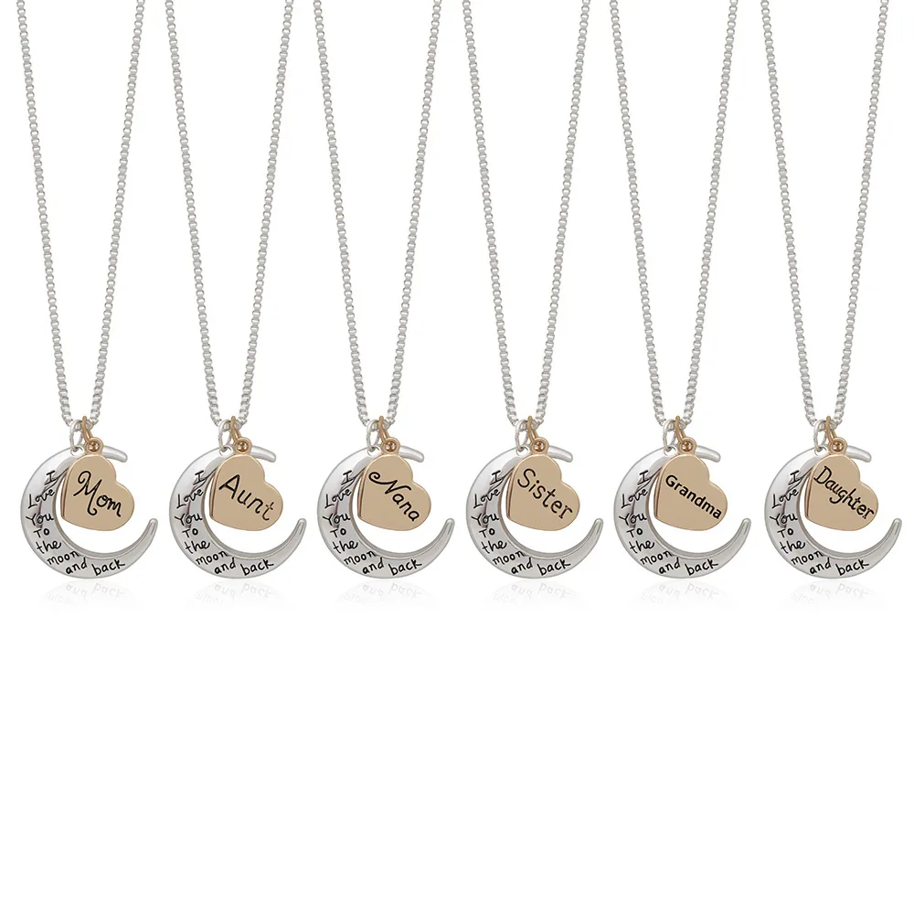 "I Love You to the Moon & Back" Heart Pendant Necklace for her