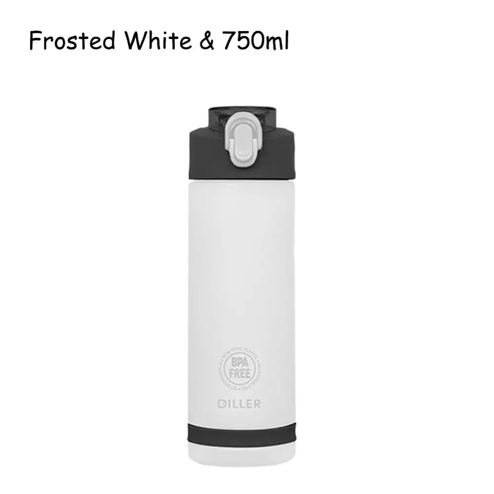 White 750ML Матовая бутылка для воды с соломинкой BPA Free Tritan материал непротекающая чашка 550 мл 750 мл 850 мл чайник для любителей фитнеса - Цвет: White 750ML