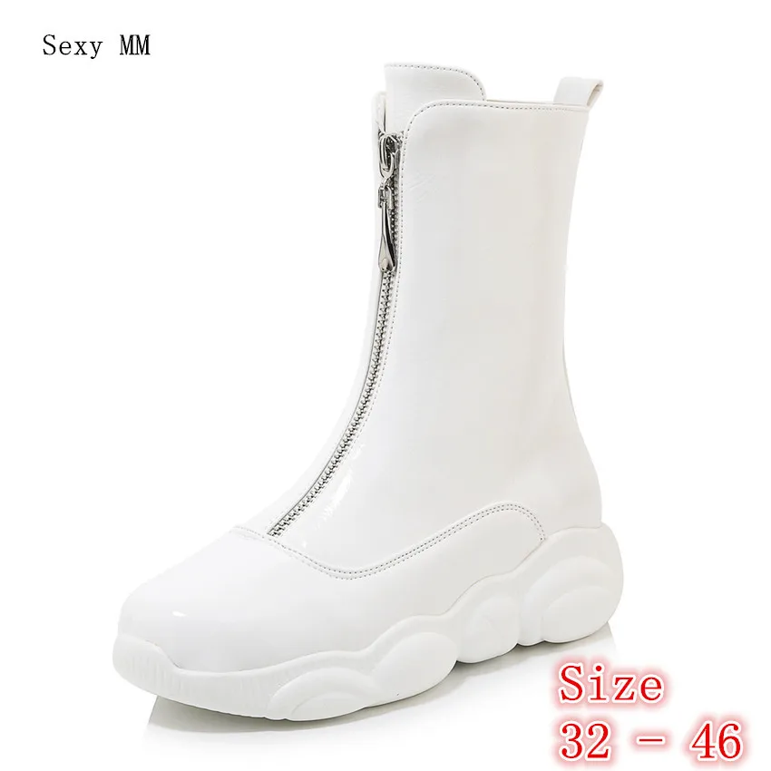 

Spring Autumn Winter Platform Flat Shoes Women Snow Mid Calf Boots Woman Short Boots Plus Size 32 33 - 40 41 42 43 44 45 46