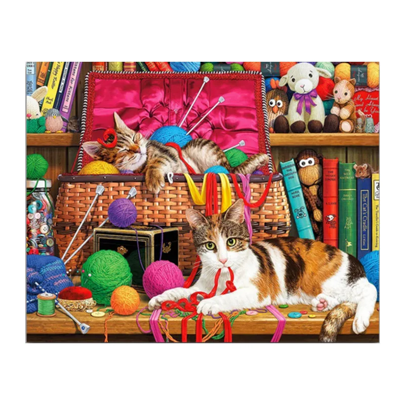 

full square Diamond mosaic Cat family 3D DIY Diamond embroidery kitten Full round Diamond painting Cross stitch toy Home Decor