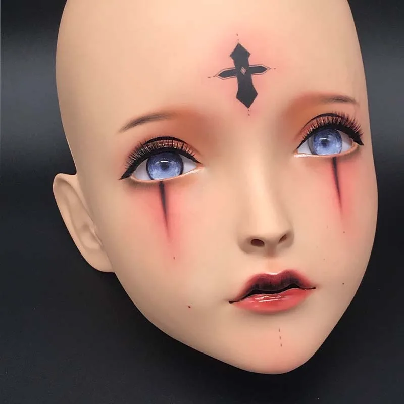 LiLi Mask-14) милая девушка Смола половина головы настроить Косплей Японская ролевая игра Аниме Силиконовые кигуруми маска Трансвестит кукла